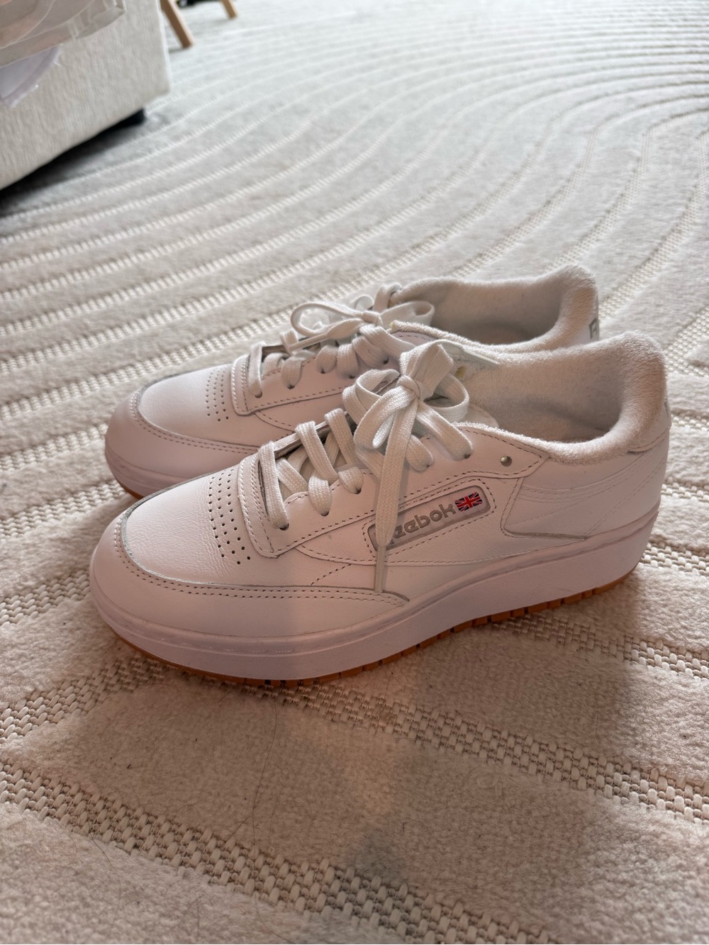 Reebok Kids White Low-Top Leather Sneakers with Gum Outsole